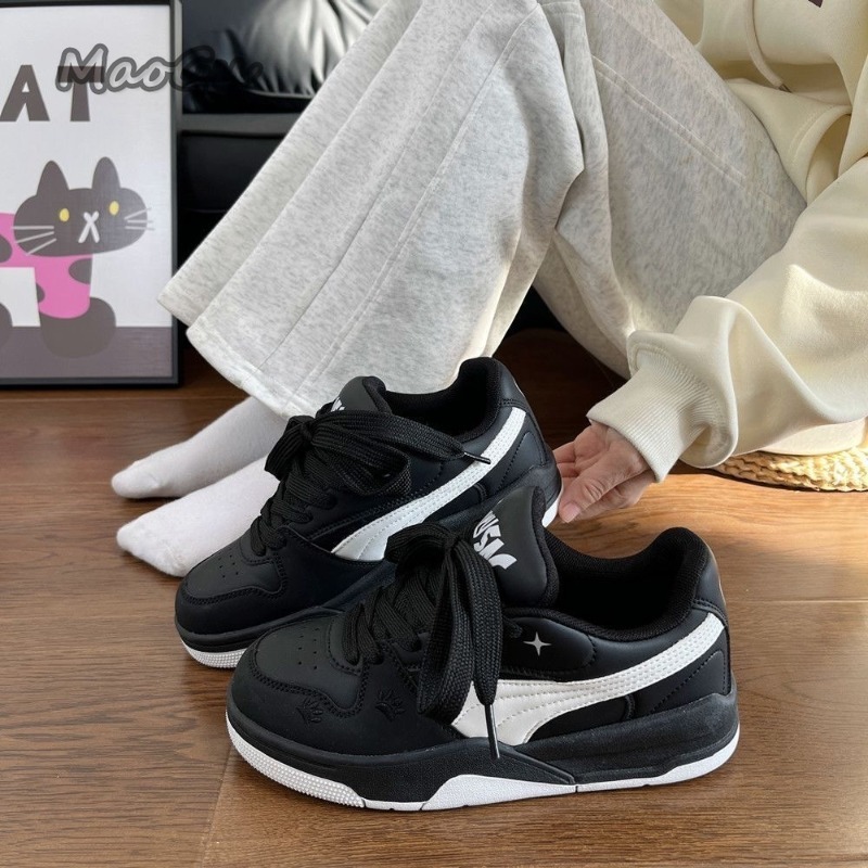 Vans Shoes Old Skool - Женские черно-белые кожаные кеды для скейтбординга
